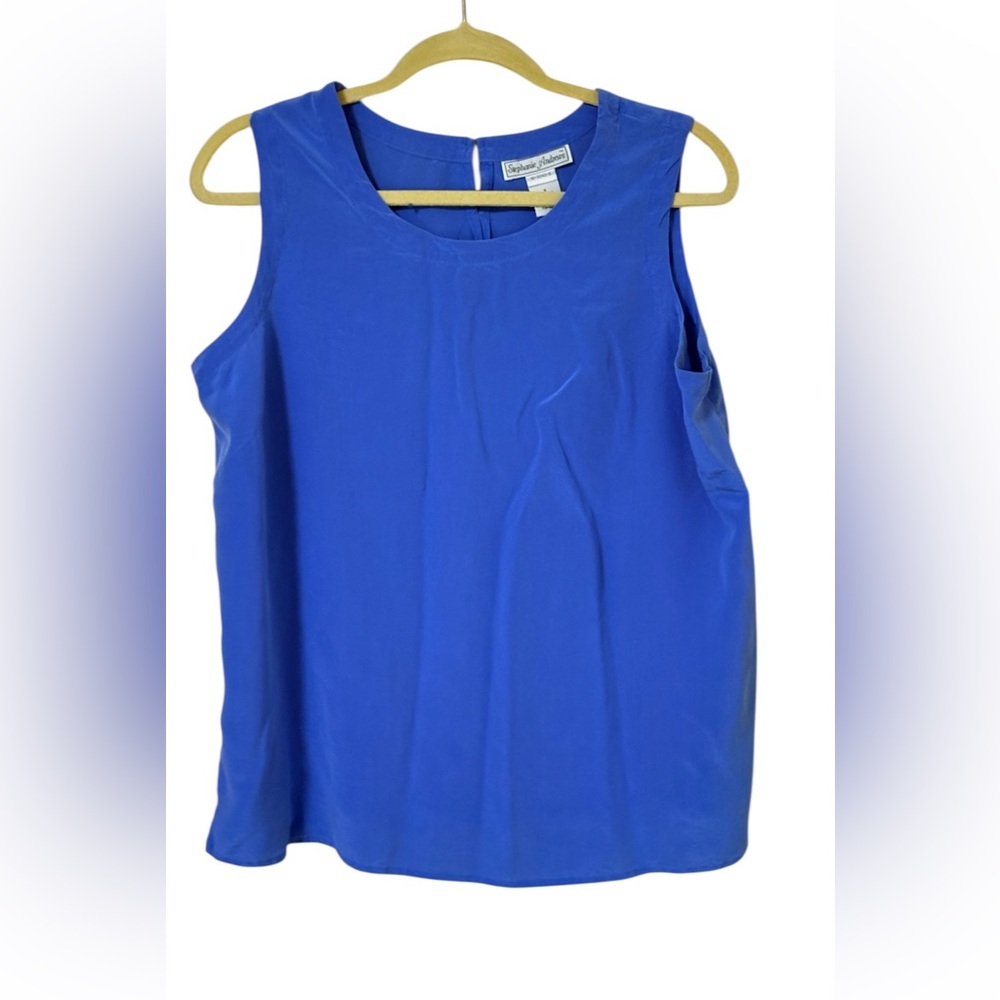 Silk Stephanie Andrews Royal Blue Top Sleeveless Blouse X/M Lightweight